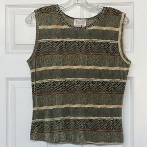 Tess Animal Print Stretchy Striped Shell Layering Top Sz L